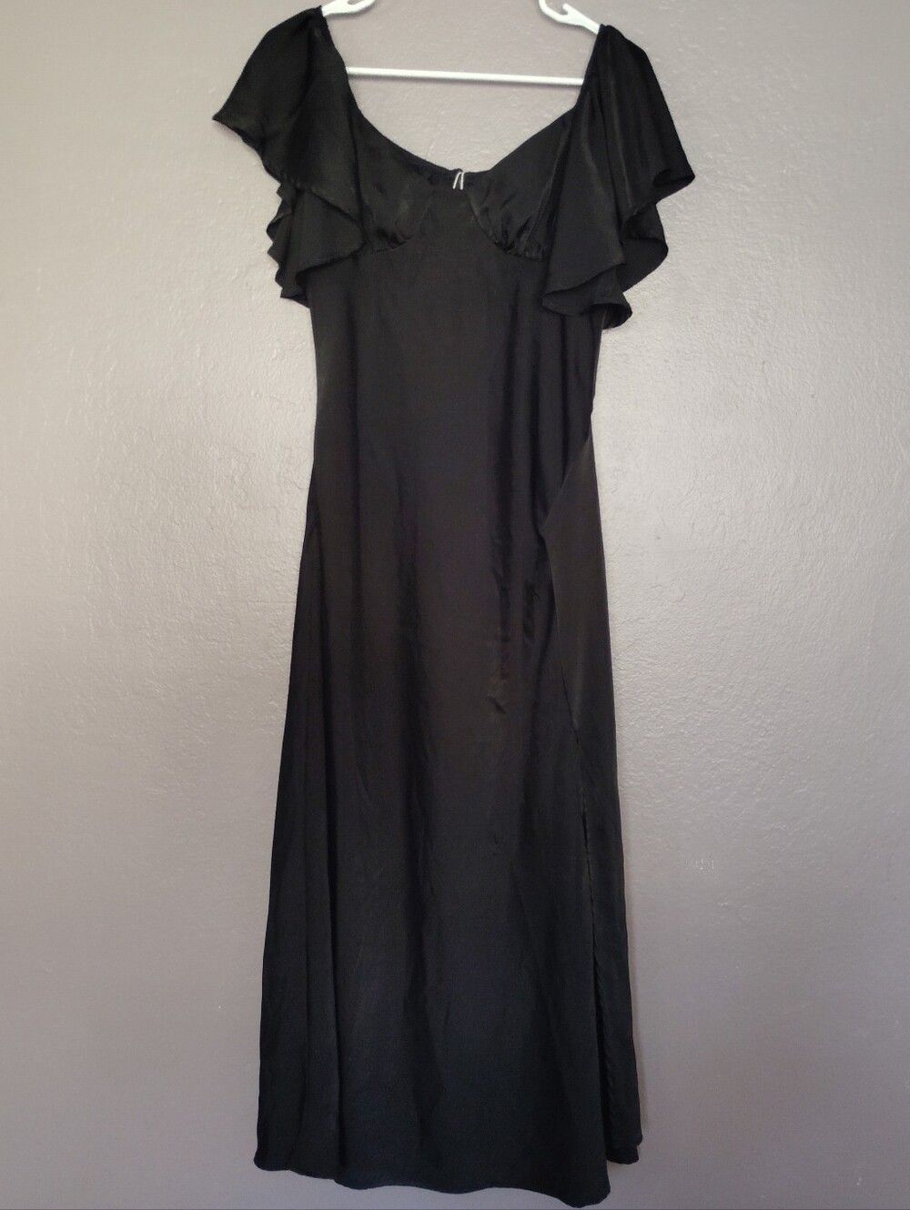 Phicia Black Midi Dress Flutter Sleeve Off Shoulder Size xl